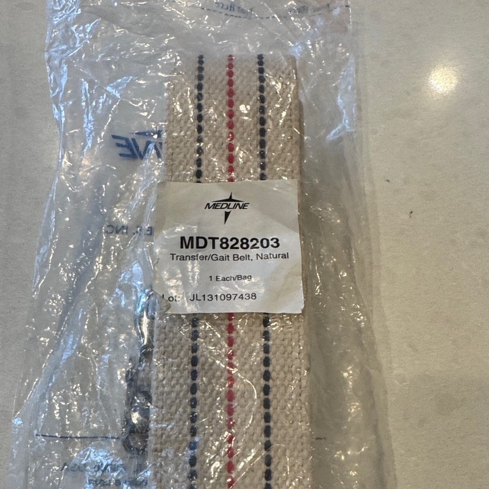 Medline transfer belt gait belt Natural Belt with Red and Blue Stripes